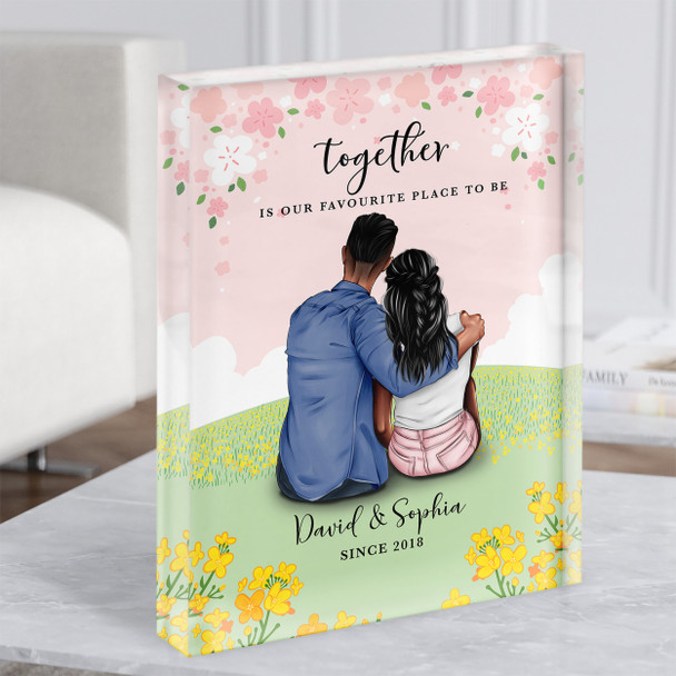 Spring Flowers Romantic Gift For Him or Her Personalised Couple Acrylic Block Spring Flowers Romantic Gift For Him or Her Personalised Couple Acrylic Block