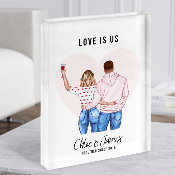 Love Is Us Romantic Gift For Him or Her Personalised Couple Acrylic Block