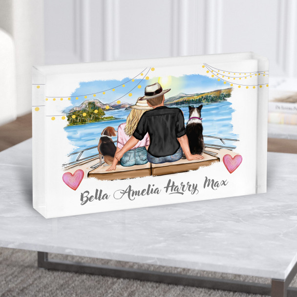 Dog Family Boat Romantic Gift For Him or Her Personalised Couple Acrylic Block