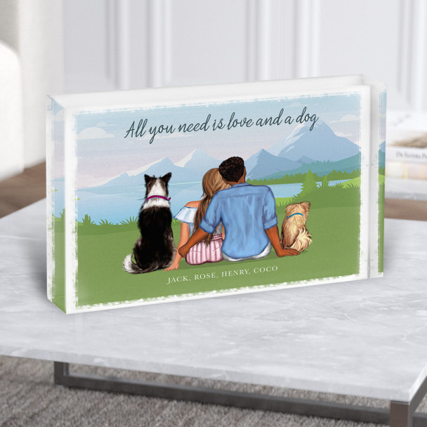 Lake Mountain Dog Romantic Gift For Him or Her Personalised Couple Acrylic Block