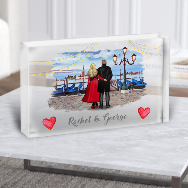 Venice Italy Gift For Him or Her Personalised Couple Clear Acrylic Block