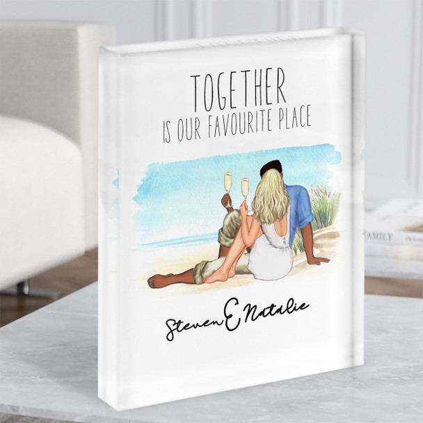 Beach Favourite Place Gift For Him or Her Personalised Couple Acrylic Block