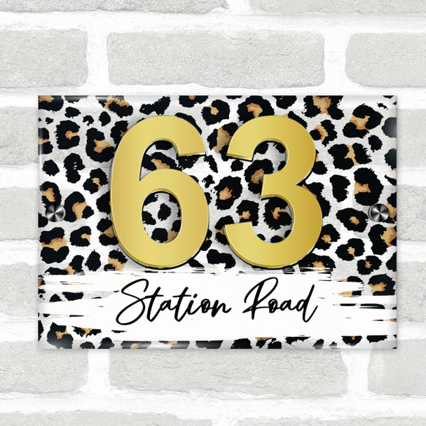 Leopard Print Animal Print Acrylic House Address Sign Door Number Plaque