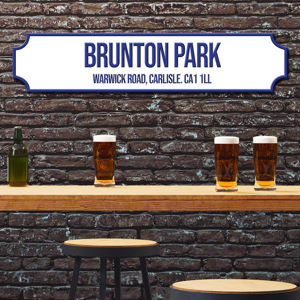 Carlisle United Brunton Park White & Royal Blue Stadium Any Text Football Club 3D Street Sign