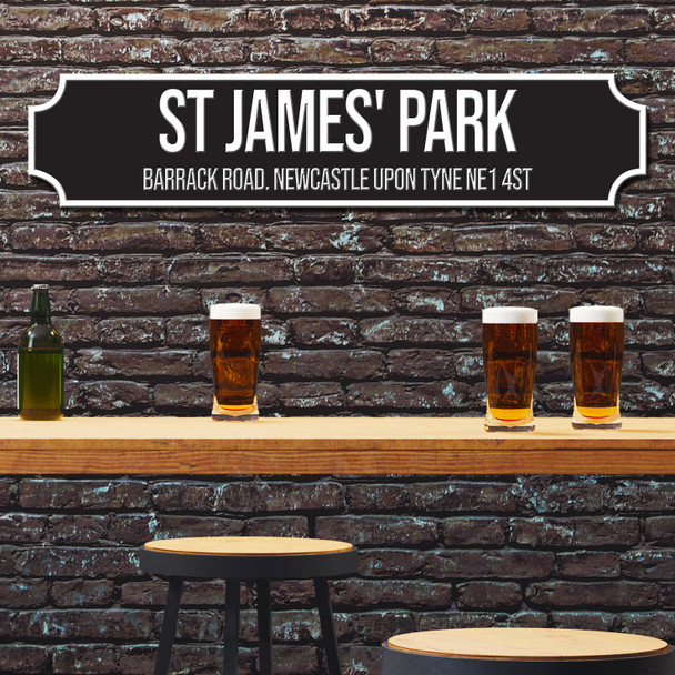 Newcastle United St James' Park Black & White Stadium Any Text Football Club 3D Street Sign
