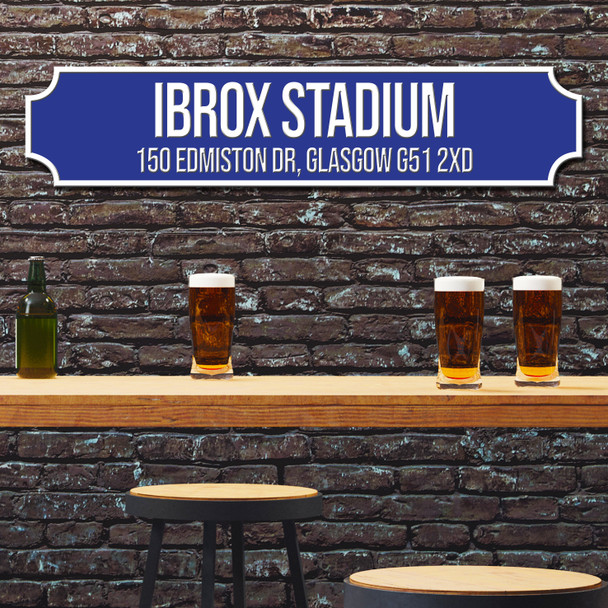 Rangers Ibrox Stadium Royal Blue & White Any Text Football Club 3D Train Street Sign