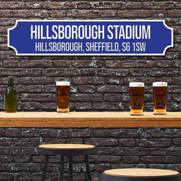 Sheffield Wednesday Hillsborough Stadium Blue & White Any Text Football Club 3D Street Sign