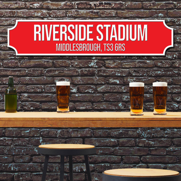 Middlesbrough Riverside Stadium Red & White Any Text Football Club 3D Train Street Sign