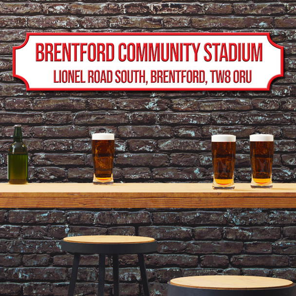 Brentford Brentford Community Stadium White & Red Any Text Football Club 3D Train Street Sign