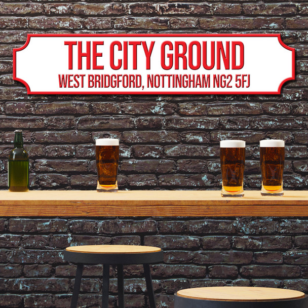 Nottingham Forest The City Ground White & Red Stadium Any Text Football Club 3D Street Sign