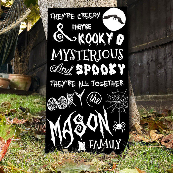 Addams Family Song Spooky Black & White Personalised Decoration Halloween Sign