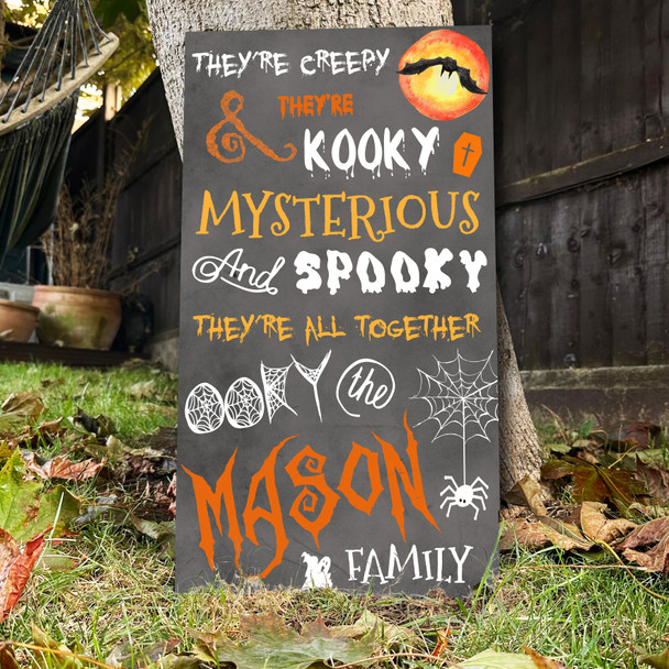 Addams Family Song Spooky Orange Grey Personalised Decoration Halloween Sign