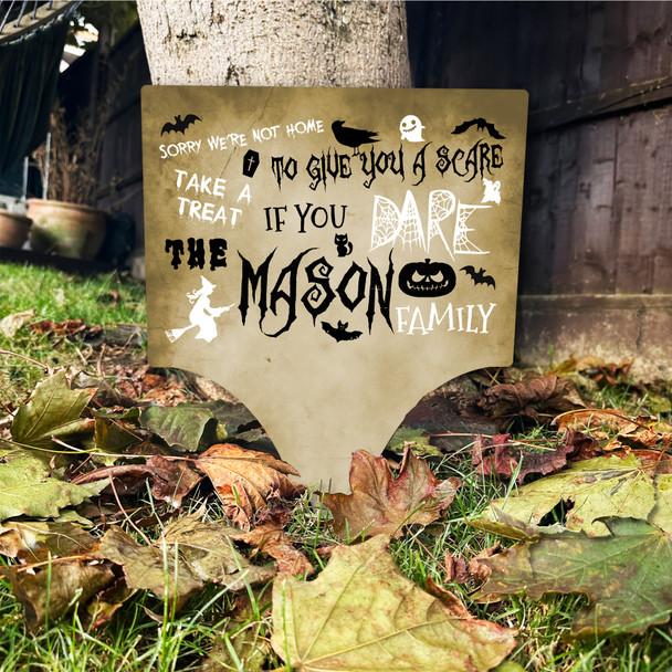 Trick Treaters Help Yourself Take Treat Personalised Garden Stake Halloween Sign