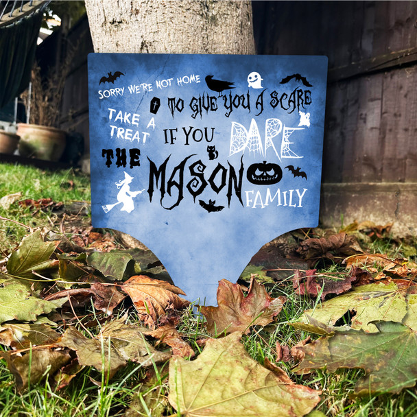 Help Yourself Take A Treat Blue Personalised Garden Stake Halloween Sign