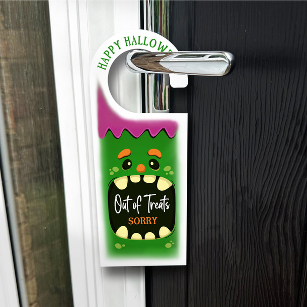 Out Of Treat Halloween Monster Outdoor Decoration Personalised Front Door Hanger