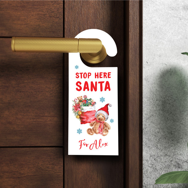 Personalized Stop Here Santa Toys Christmas Personalised Bedroom Door Hanger