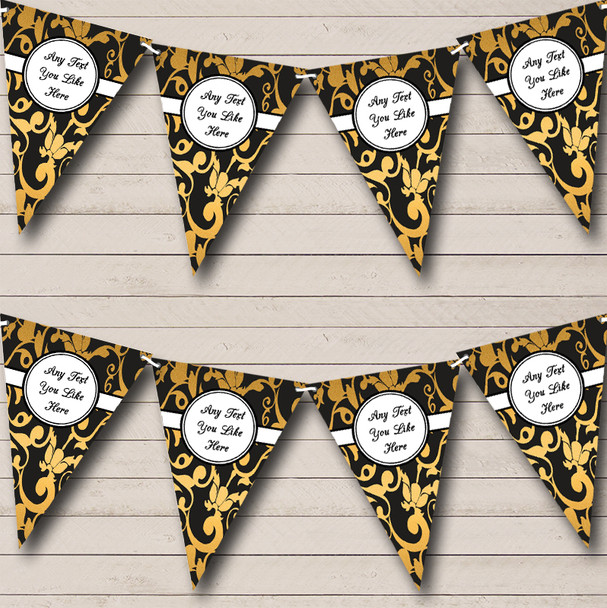 Old Gold Vintage Damask Custom Personalised Wedding Venue or Reception Flag Banner Bunting