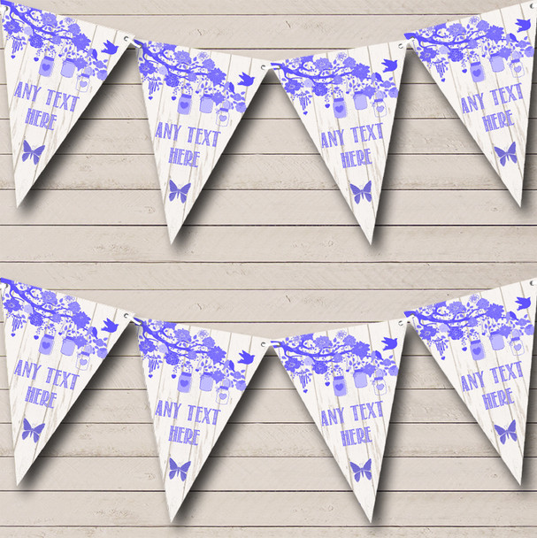 Shabby Chic Vintage Wood Powder Blue Custom Personalised Birthday Party Flag Banner Bunting