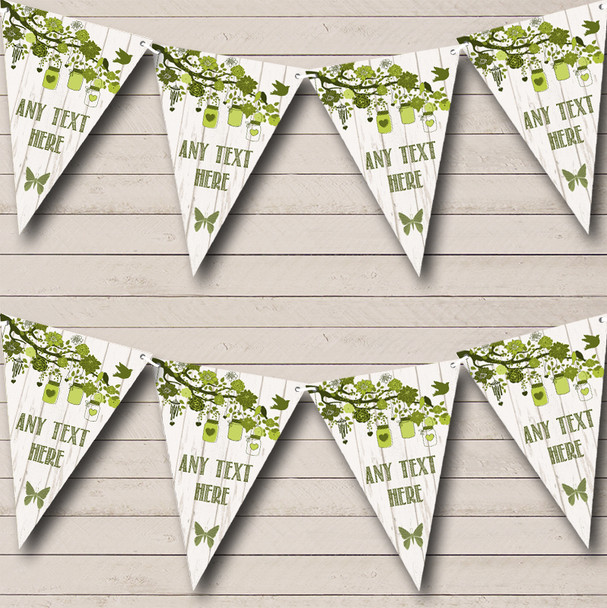 Shabby Chic Vintage Wood Olive Green Custom Personalised Engagement Party Flag Banner Bunting