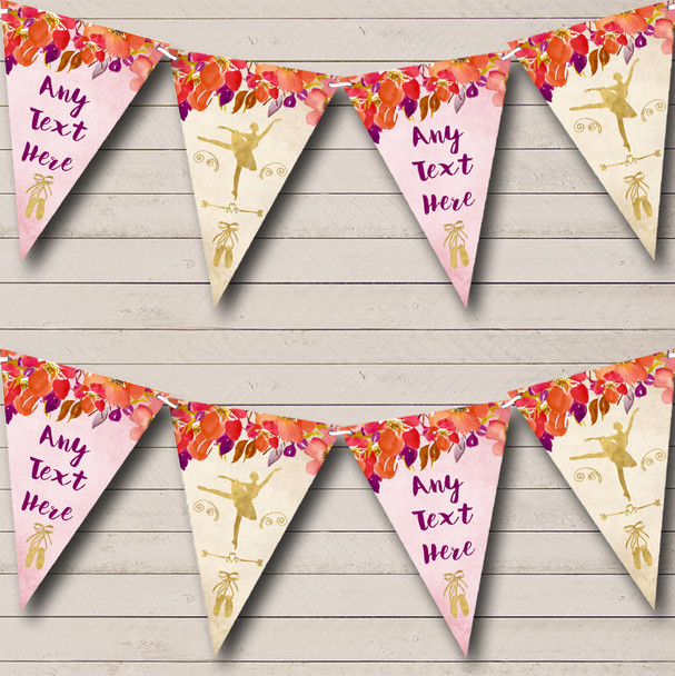 Autumn Gold Ballerina Ballet Custom Personalised Childrens Party Flag Banner Bunting