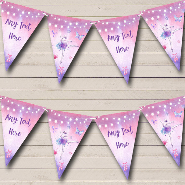 Ballerina Ballet Pink Purple Custom Personalised Baby Shower Flag Banner Bunting