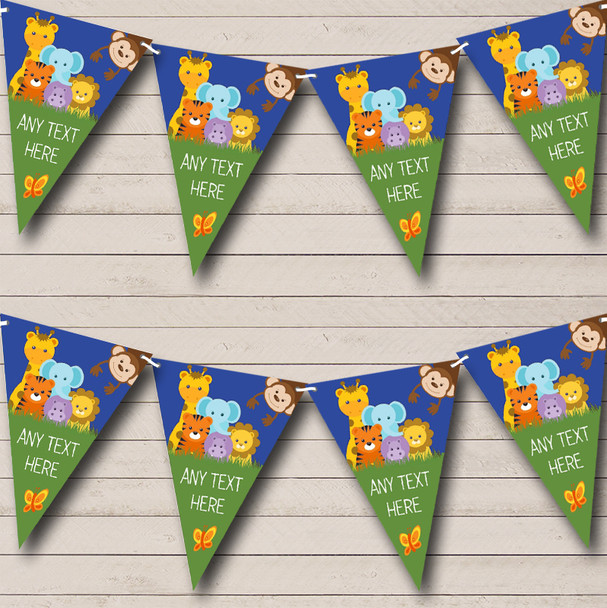 Cute Jungle Animals Custom Personalised Childrens Party Flag Banner Bunting