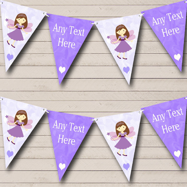 Marble Purple Fairy Custom Personalised Baby Shower Flag Banner Bunting