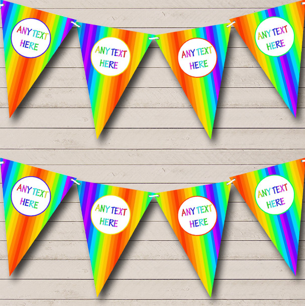 Rainbow Stripes Bright Custom Personalised Birthday Party Flag Banner Bunting