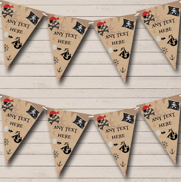 Treasure Map Pirate Custom Personalised Childrens Party Flag Banner Bunting