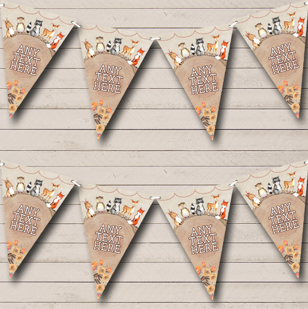 Woodland Baby Forest Animals Fox Custom Personalised Baby Shower Flag Banner Bunting