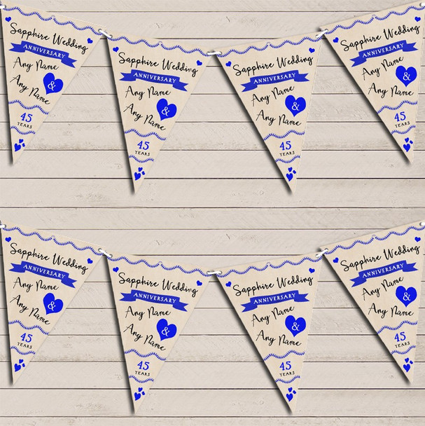 Party Decoration Sapphire 45th Wedding Anniversary Flag Banner Bunting Garland Party Banner