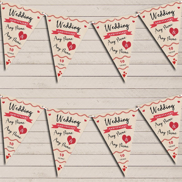Party Decoration 10th Wedding Anniversary Flag Banner Bunting Garland Party Banner