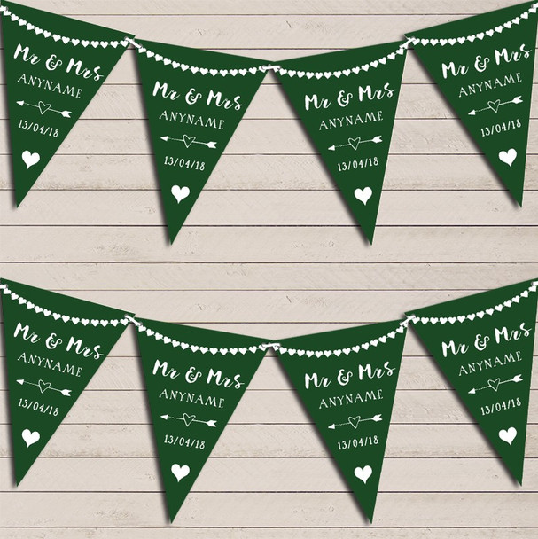 Heart Mr & Mrs Forest Green Wedding Anniversary Flag Banner Bunting Party Banner
