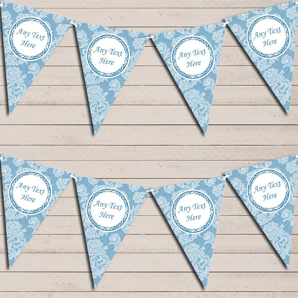 Lace Pattern Blue Birthday Flag Banner Bunting Garland Party Banner