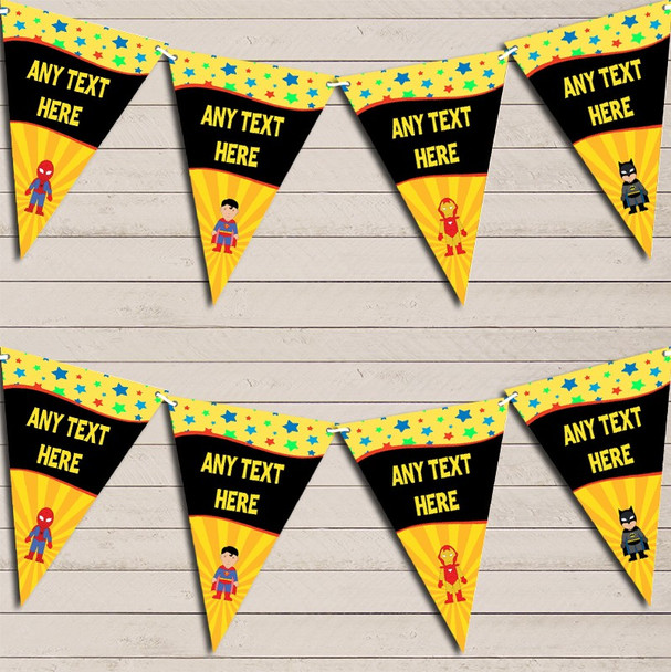 Superhero Comic Spiderman Batman Superman Iron Man Birthday Flag Banner Bunting Party Banner