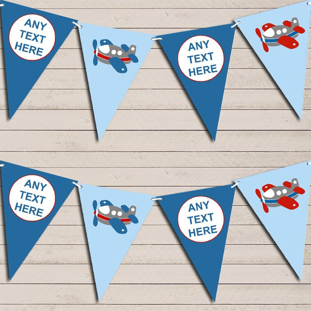 Red & Blue Plane Aeroplane Children's Birthday Flag Banner Bunting Garland Party Banner