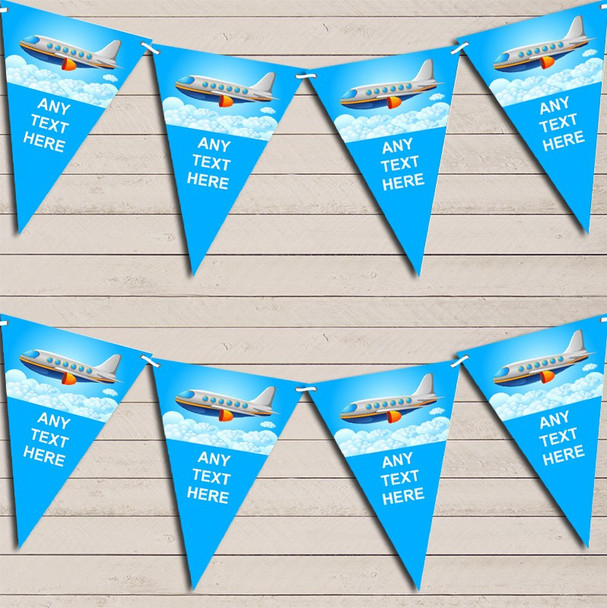 Plane In Sky Children's Birthday Flag Banner Bunting Garland Party Banner