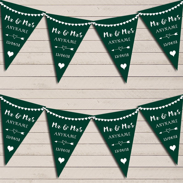 Heart Mr & Mrs Hunter Green Wedding Day Married Flag Banner Bunting Party Banner