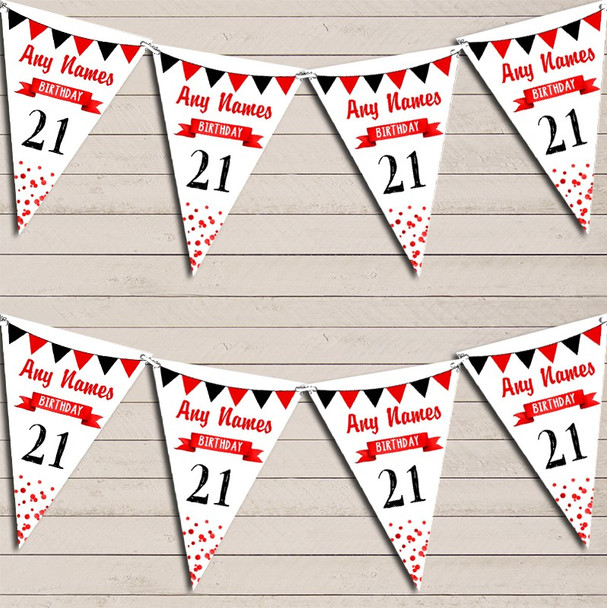 Any Age Birthday 18th 21st 30th 40th 50th 60th Red & Black Birthday Flag Banner Bunting