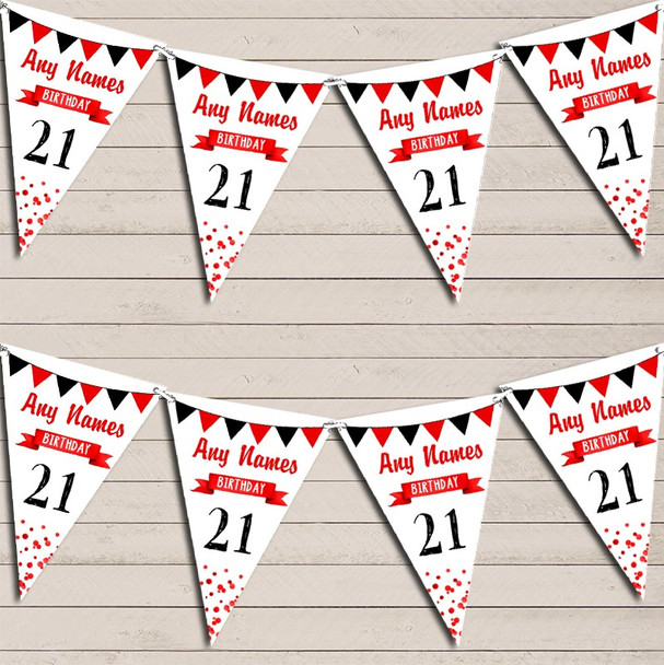 Any Age Birthday 18th 21st 30th 40th 50th 60th Red & Black Birthday Flag Banner Bunting