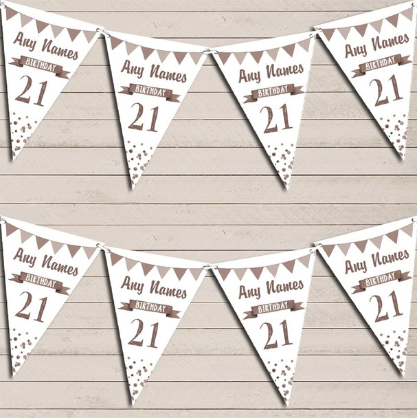Any Age Birthday 18th 21st 30th 40th 50th 60th Taupe Brown Birthday Flag Banner Bunting