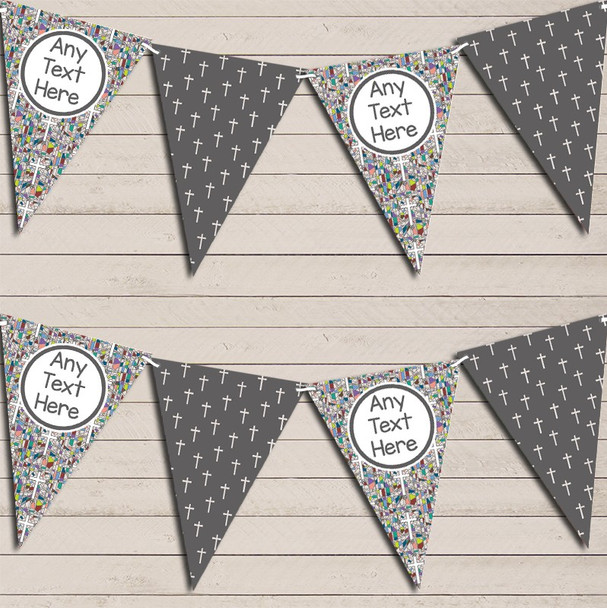 Stained Glass Christian Cross Christening Baptism Communion Christening Flag Banner Bunting