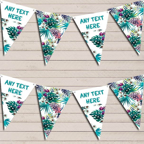 Tropical Hawaiian Beach Luau Purple & Green Custom Personalised Hen Do Party Flag Banner Bunting