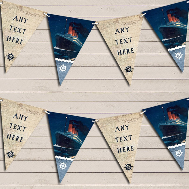 Vintage Nautical Map Sea Ship Titanic Custom Personalised Party Flag Banner Bunting