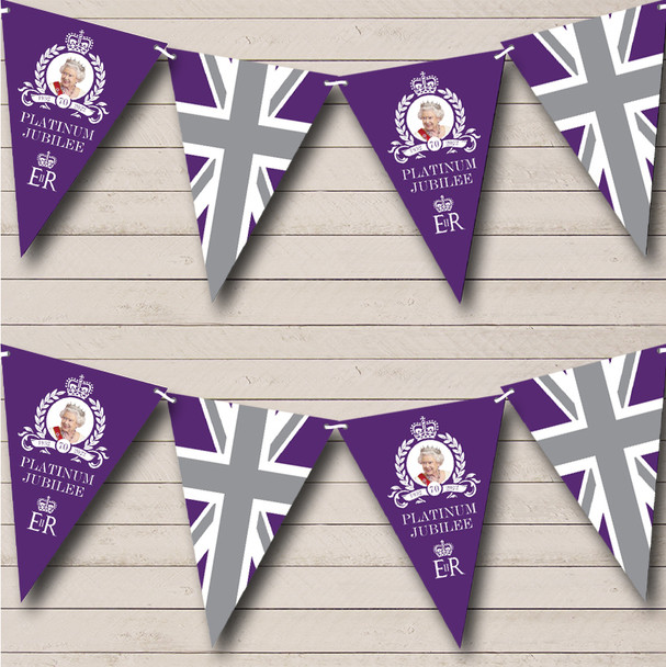 The Queen's 70 Years Platinum Jubilee Wreath Union Jack Custom Personalised Flag Banner Bunting