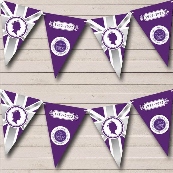 Silver And Purple Queen's 70 Years Platinum Jubilee Custom Personalised Party Flag Banner Bunting