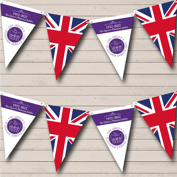 Union Jack Purple Queen's 70 Years Platinum Jubilee Custom Personalised Party Flag Banner Bunting