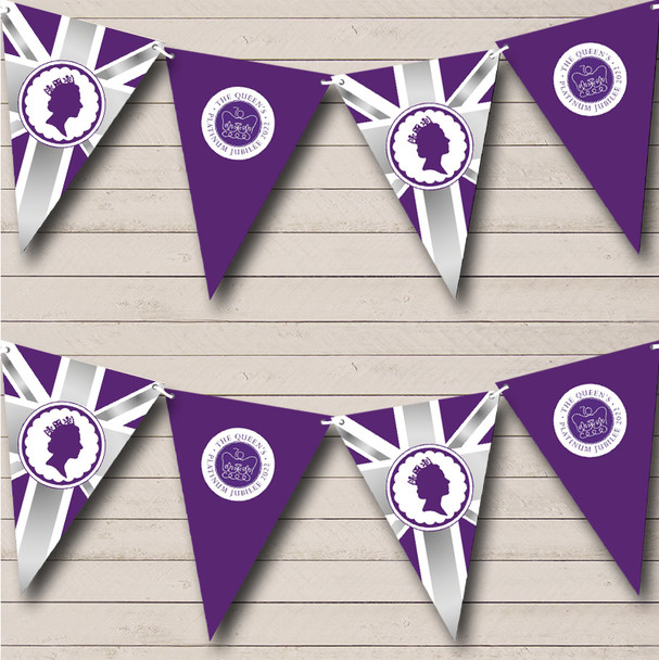 Purple Queen's 70 Years Platinum Jubilee Custom Personalised Party Flag Banner Bunting