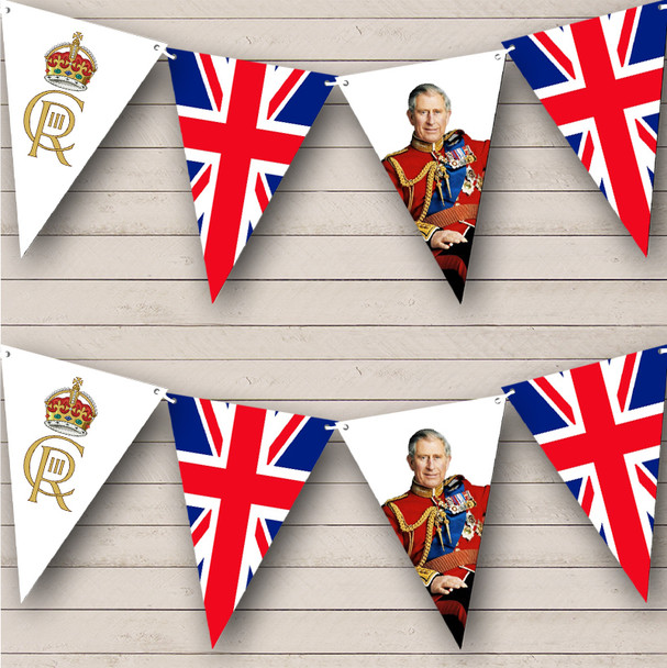 Monogram Union Jack His Majesty King Charles III Coronation Flag Flag Banner Bunting