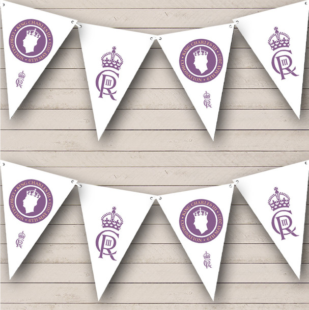 Official Emblem Purple His Majesty King Charles Coronation Flag Flag Banner Bunting